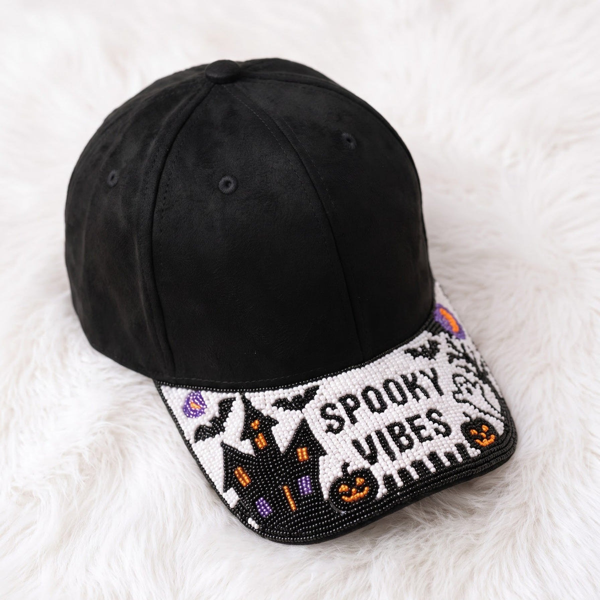 Haunted Night Halloween beaded adjustable baseball cap by Weskara