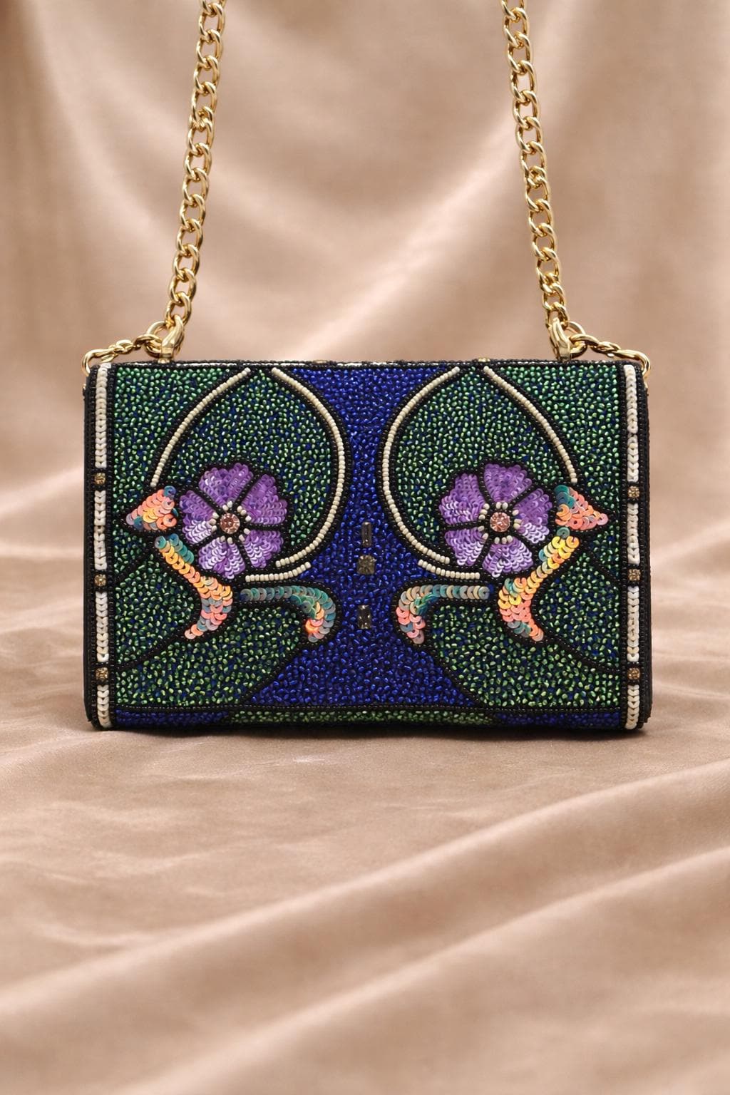 Weskara Handmade Sling Bag Full Beaded Chained Shoulder Purse For Women Gift For Her
