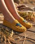 Hummingbird Beaded Leather Moccasins - Handmade Native American Style Shoes For Women. Suitable For Gifting