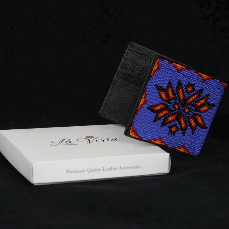 Handmade Leather Beaded Wallet. Native American Style Purse For Men