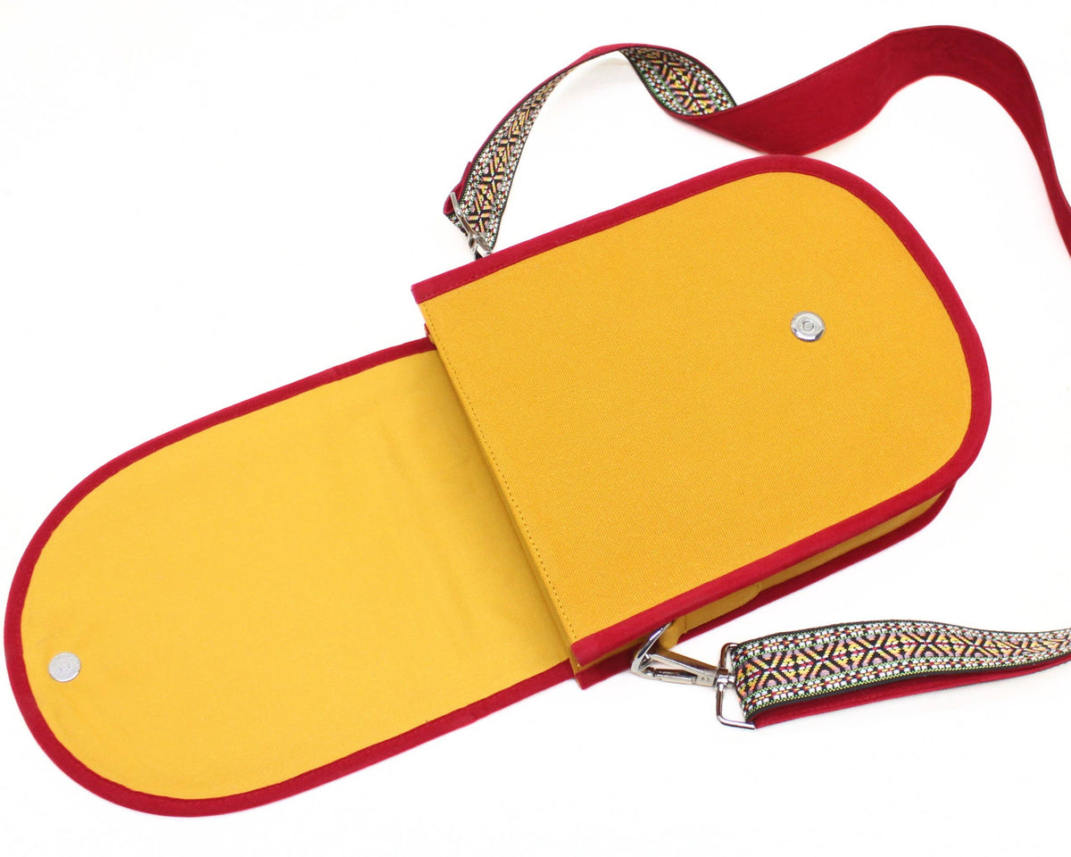Sunrise Mountain Hand Beaded Canvas Crossbody Bag – Mustard