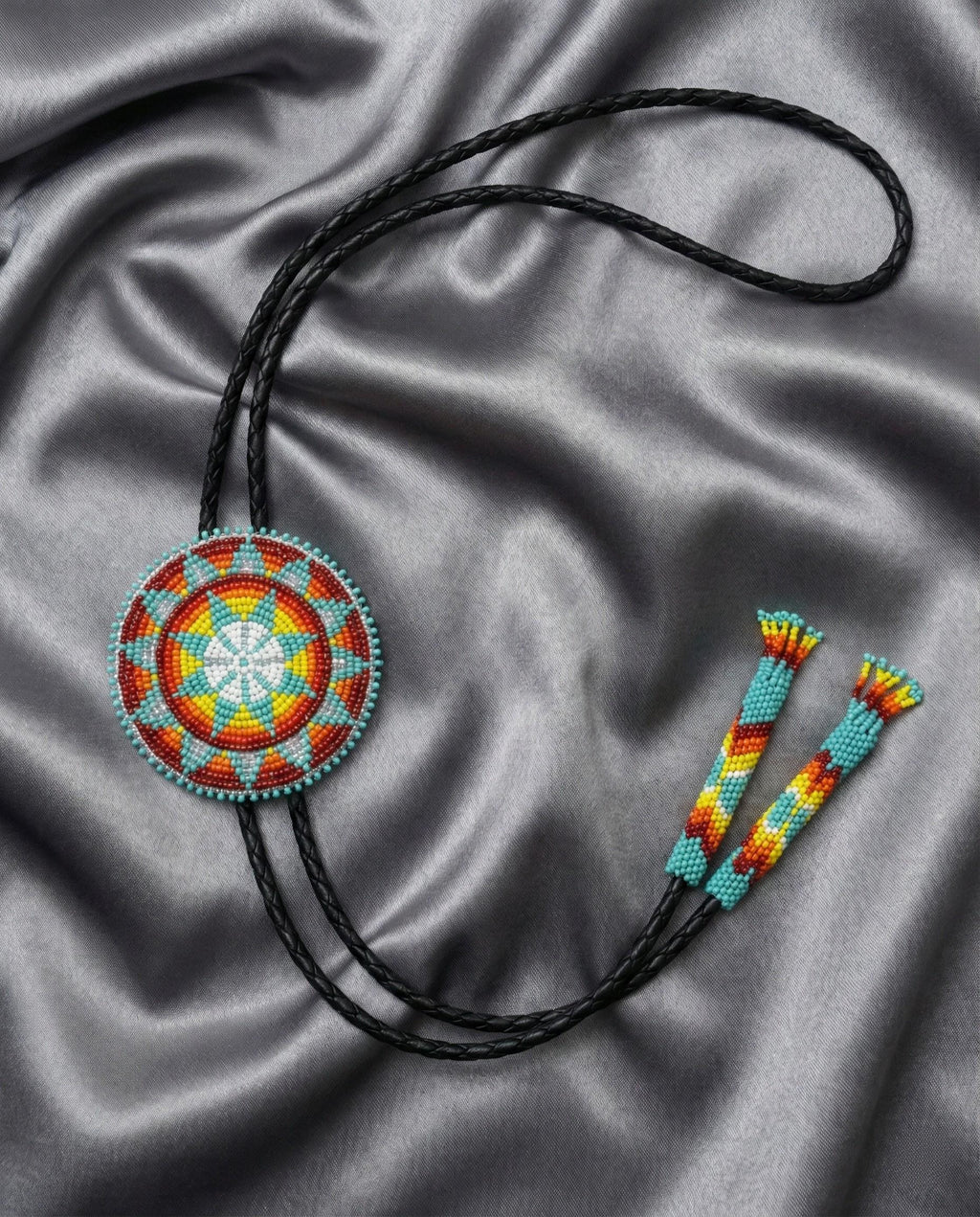 Handmade Beaded Bolo Tie. Stylish Seed Beads Accessory For Men