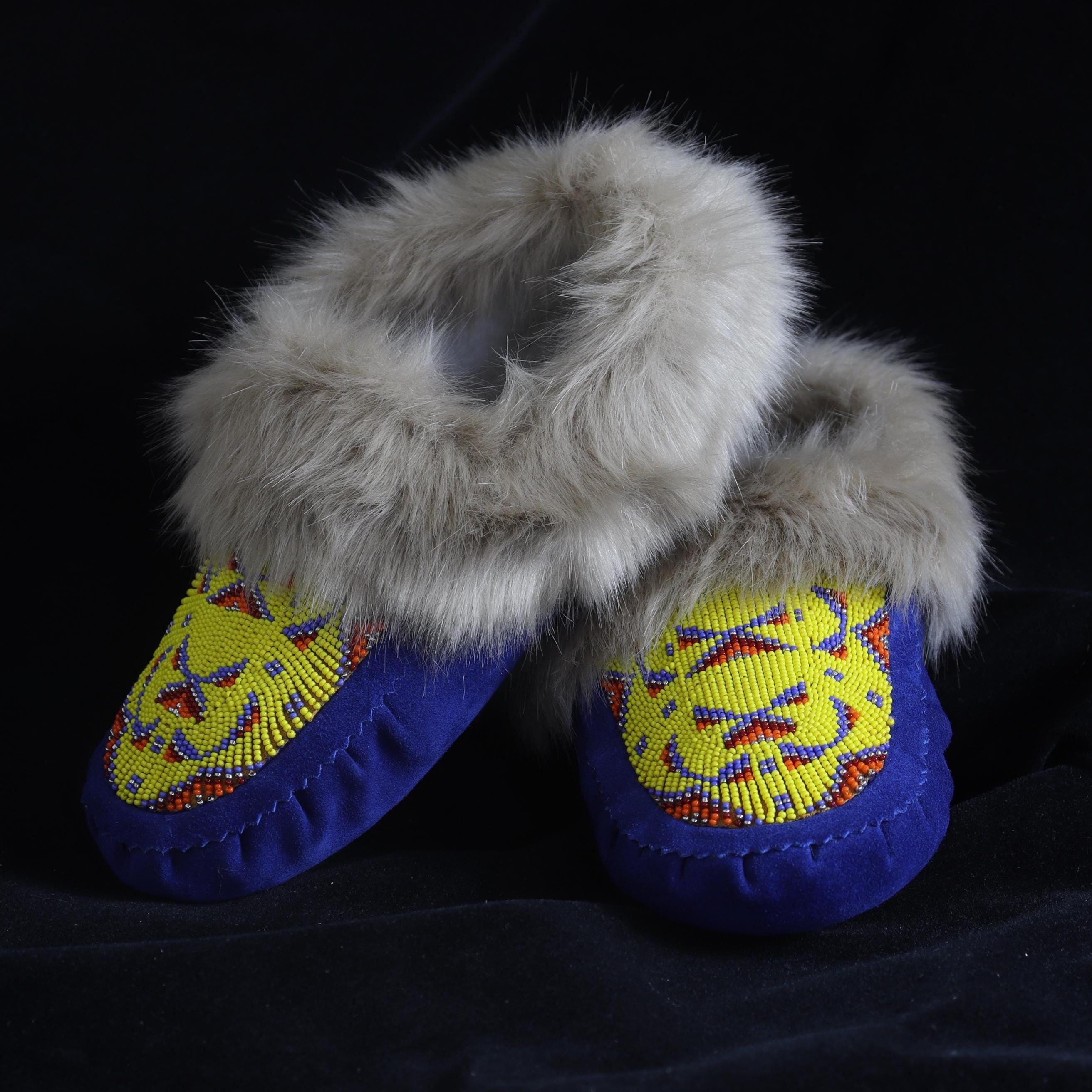 Handmade Native American Style Beaded Leather Moccasins For Women