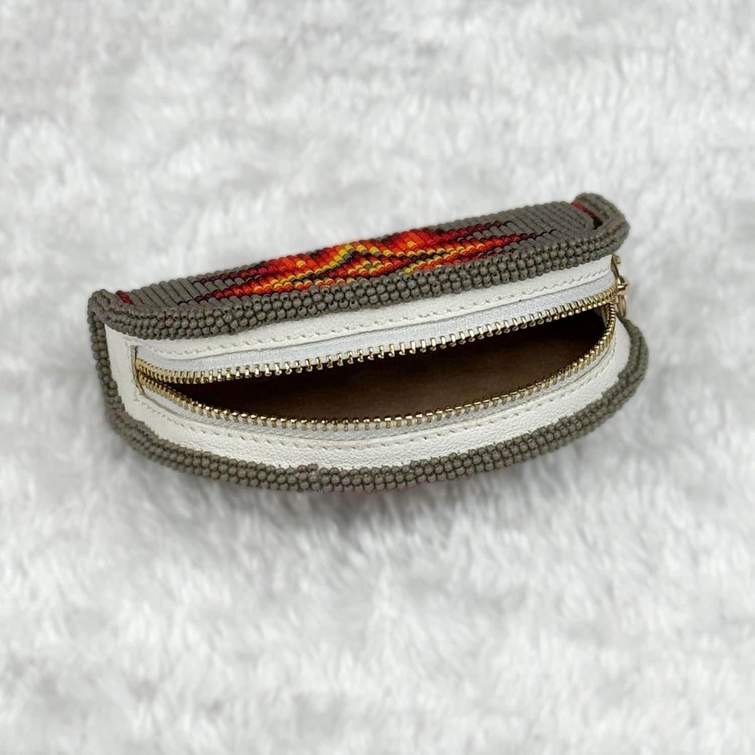 Handmade Coin Purse. Grey Beaded Hand Pouch For Essentials.