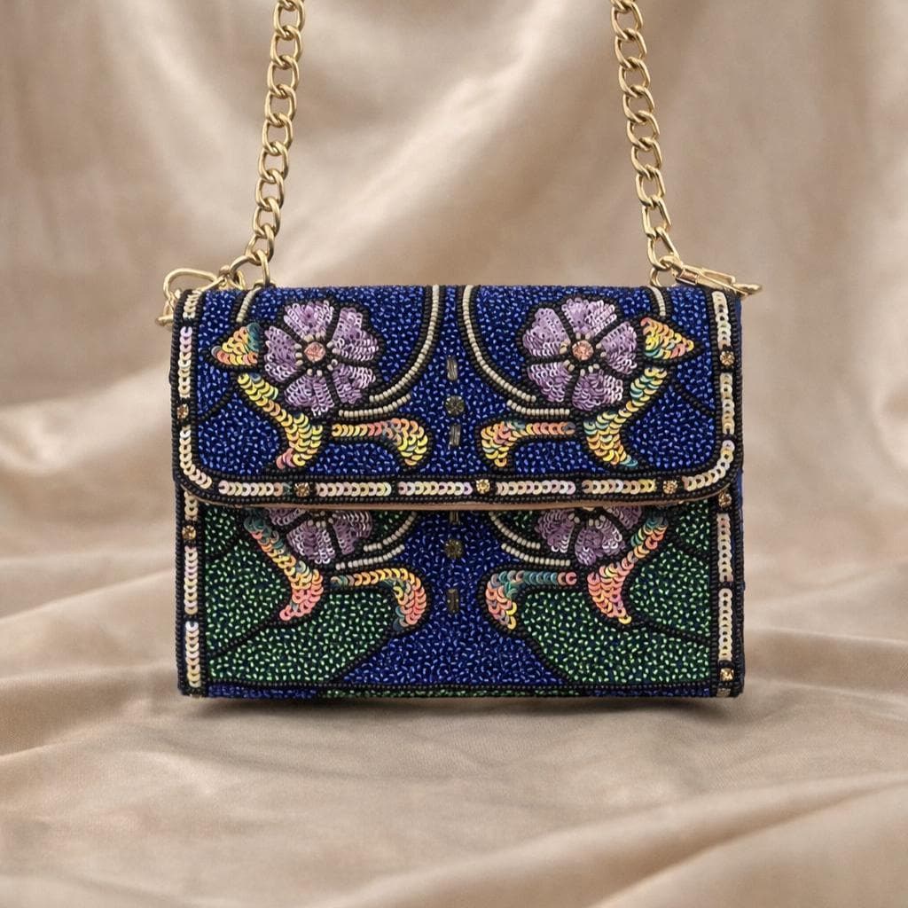 Handmade Sling Bag. Full Beaded Chained Shoulder Purse For Women. Gift For Her