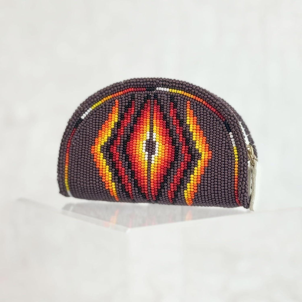 Handmade Coin Purse. Geometrical Beaded Hand Pouch For Essentials.