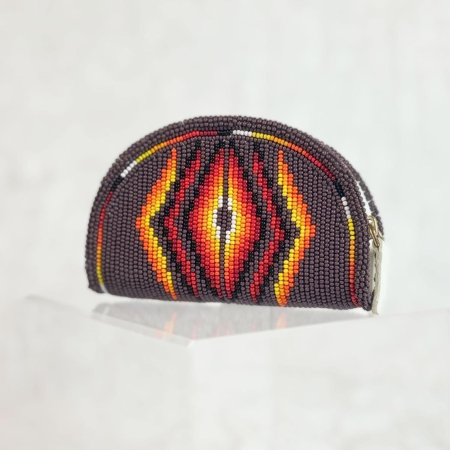Handmade Coin Purse. Geometrical Beaded Hand Pouch For Essentials.
