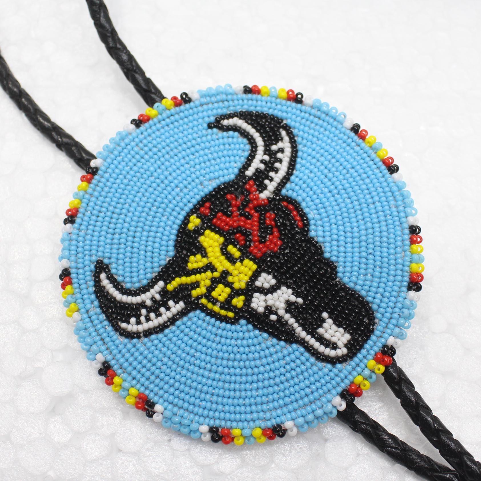 Handmade Beaded Bolo Tie. Stylish Seed Beads Accessory For Men