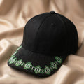 Emerald Chain Brim - Beaded Baseball Cap, Handmade Native American Style, Adjustable Unisex Cotton Hat For Men & Women