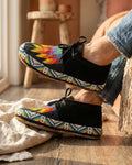 Men's Beaded Suede Moccasins: Artisan Western Boho Lace-Up Footwear