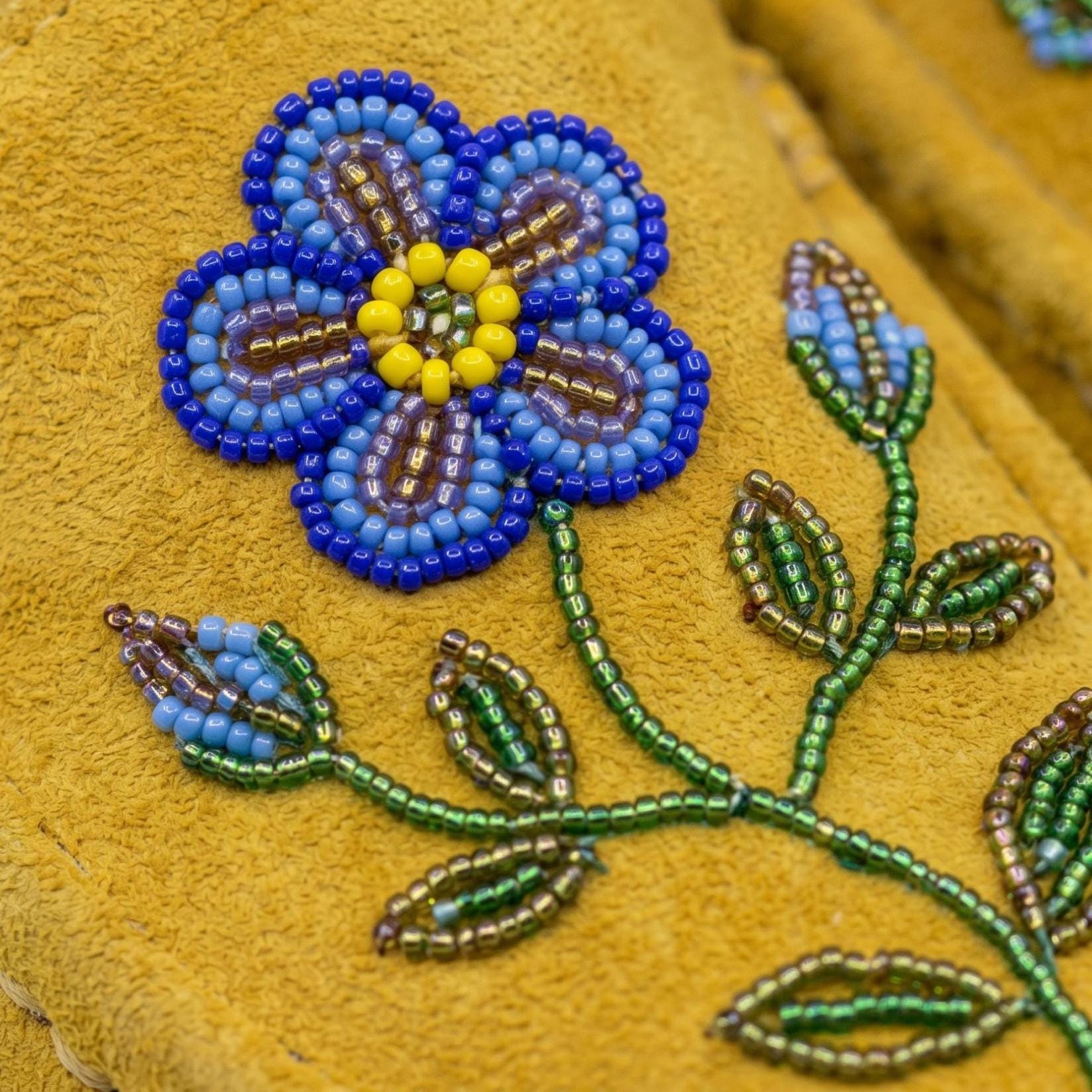 Purple Flower Beaded Handmade Yellow Suede Moccasins - Stylish Modern Beaded Leather Loafers.