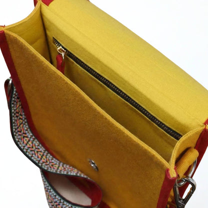 Rainbow Eagle Hand Beaded Canvas Crossbody Bag – Mustard