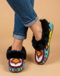 Handmade Beaded Moccasin Slippers, Fur-Lined Suede, Bohemian Shoes