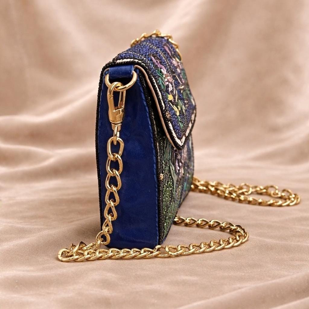 Handmade Sling Bag. Full Beaded Chained Shoulder Purse For Women. Gift For Her