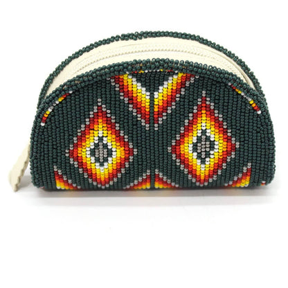 Hand-Beaded Coin Purse, Jewel & Cool Tones