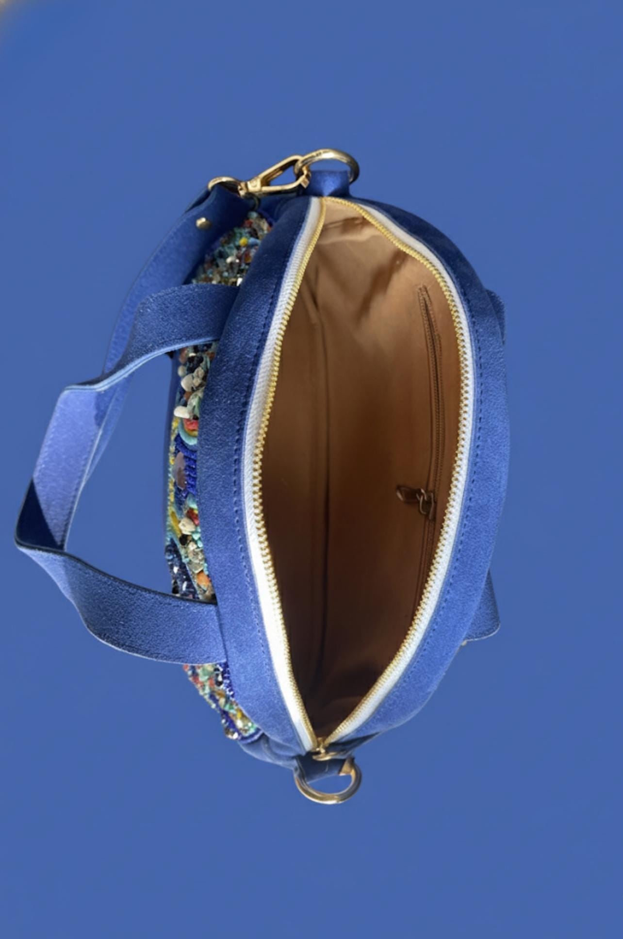 Handmade Sling & Shoulder Bag. Beaded Leather Purse For Women with Removable Strap. Gift For Her