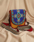Beaded Crossbody Bag, Boho Handmade Unisex Canvas Sling Purse with Adjustable Strap