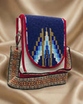 Beaded Crossbody Bag, Boho Handmade Unisex Canvas Sling Purse with Adjustable Strap