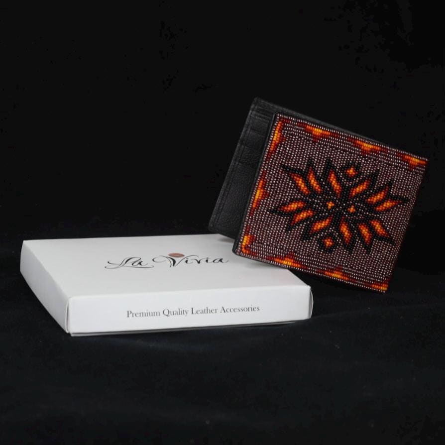 Handmade Leather Beaded Wallet. Native American Style Purse For Men