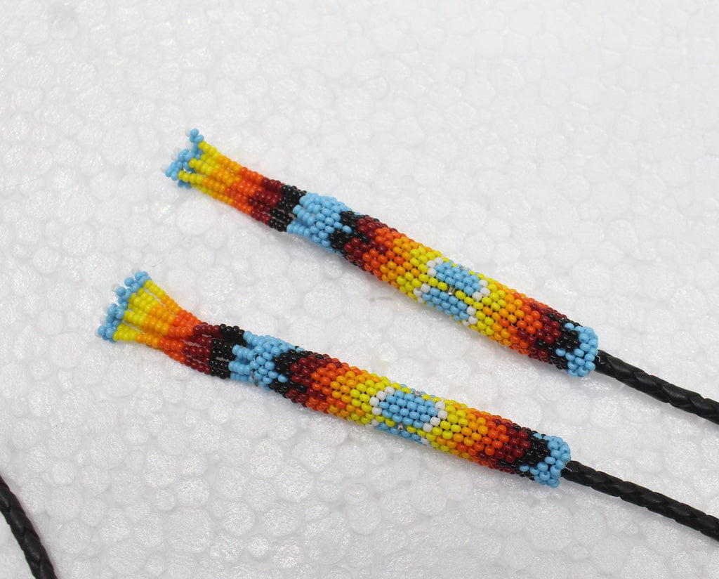 Handmade Beaded Bolo Tie. Stylish Seed Beads Accessory For Men