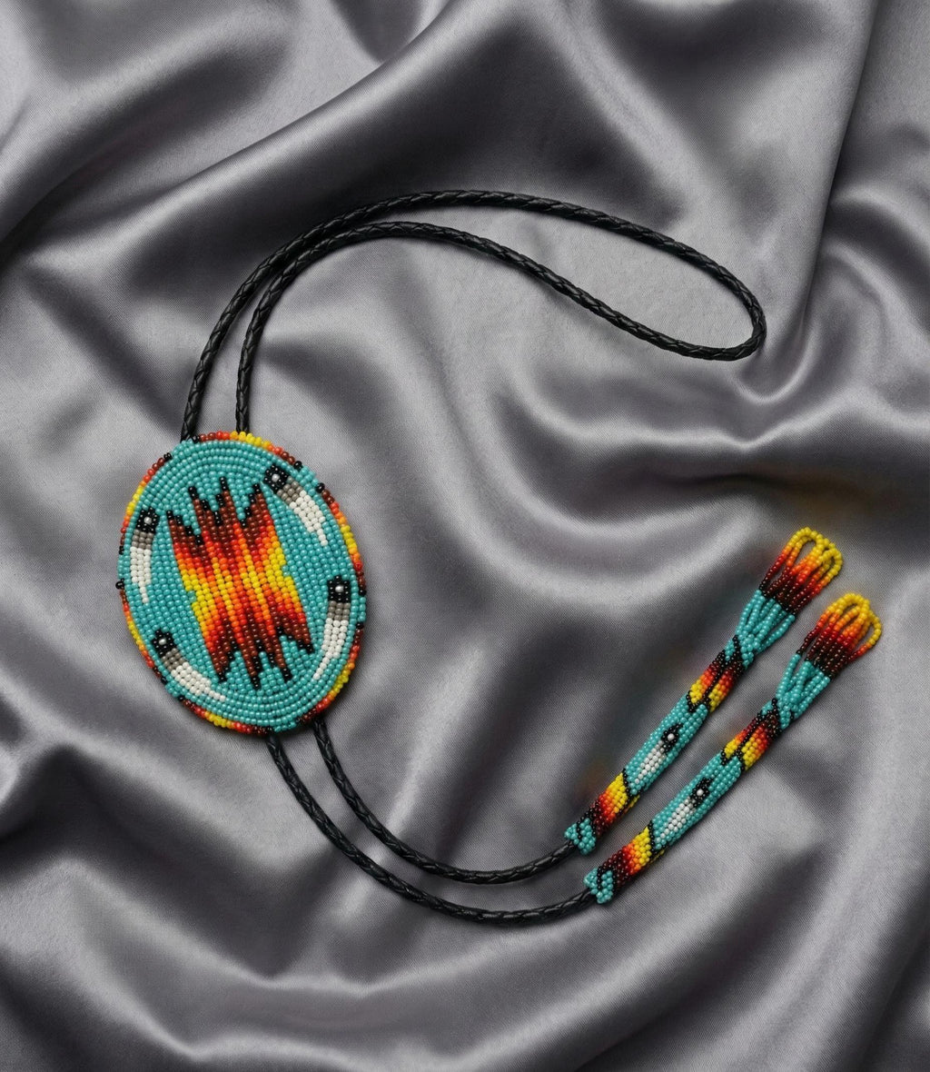 Handmade Beaded Bolo Tie. Stylish Seed Beads Accessory For Men