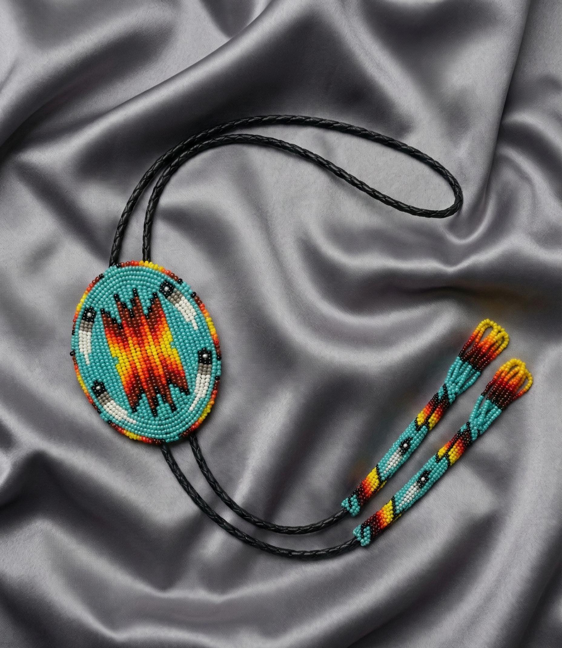 Handmade Beaded Bolo Tie. Stylish Seed Beads Accessory For Men