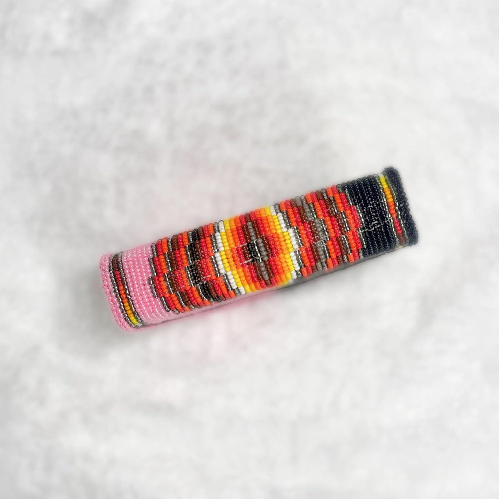 Handmade Coin Purse. Pink & Black Beaded Hand Pouch For Essentials.