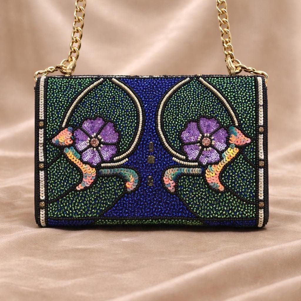 Handmade Sling Bag. Full Beaded Chained Shoulder Purse For Women. Gift For Her
