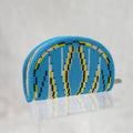 Handmade Coin Purse. Blue Geometrical Beaded Hand Pouch For Essentials.