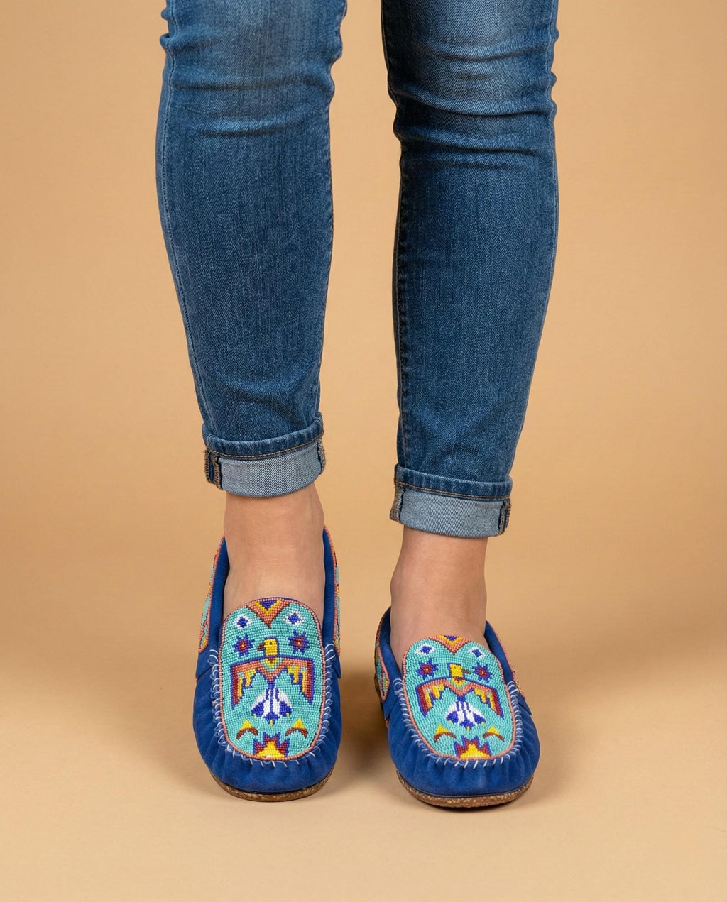 Handmade Beaded Leather Moccasins. Native American Style Shoes For Women. Suitable For Gifting