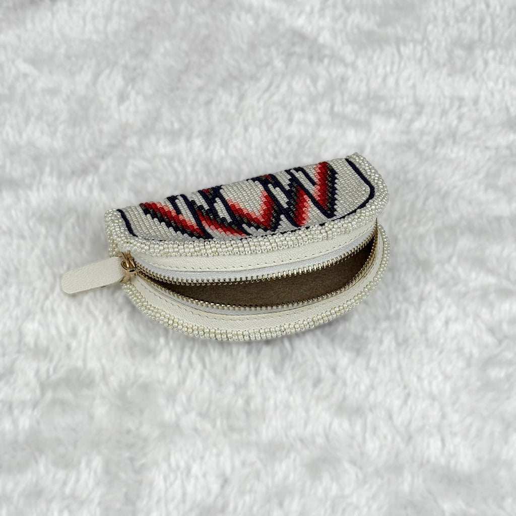 Set of 2 Handmade Beaded Coin Purse. Stylish Zipper Chain Pouch For Essentials