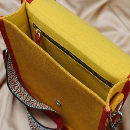 Nested Diamond Beaded Blue Canvas Crossbody Bag