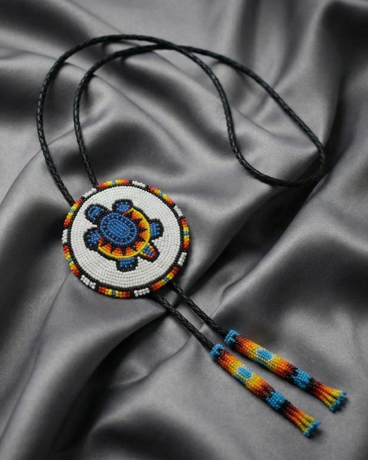 Handmade Beaded Bolo Tie. Stylish Seed Beads Accessory For Men