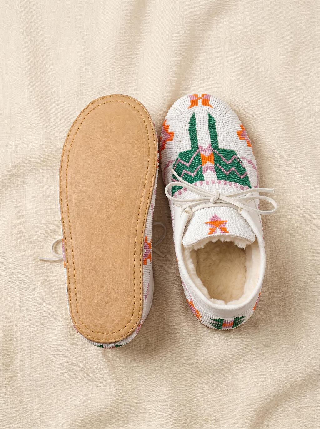Handmade Native Beaded Moccasins Women, Suede Geometric Pattern Lace Up Shoes