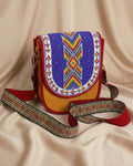 Beaded Crossbody Bag, Boho Handmade Unisex Canvas Sling Purse with Adjustable Strap