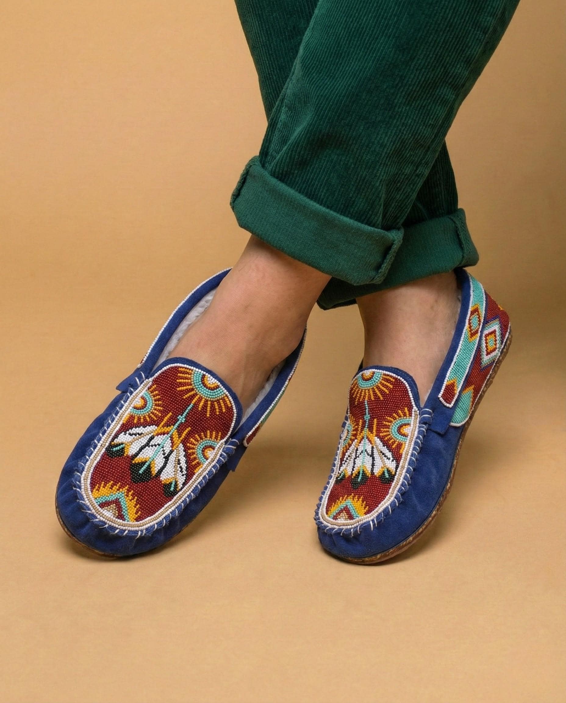Handmade Beaded Leather Moccasins. Native American Style Shoes For Women. Suitable For Gifting
