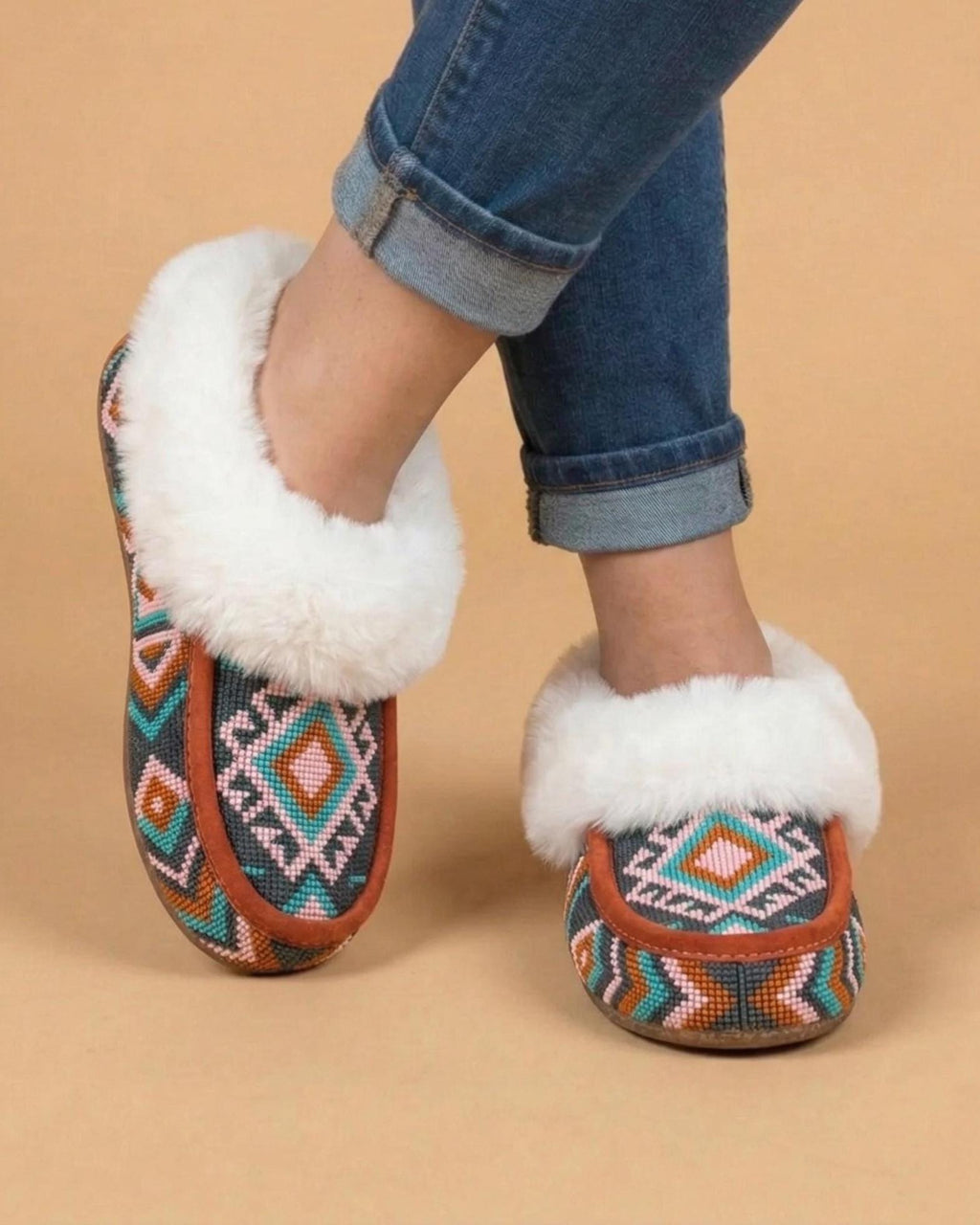 Handmade Beaded Moccasins | Slip-On Shoes | Cozy Boho Ethnic Footwear for Women