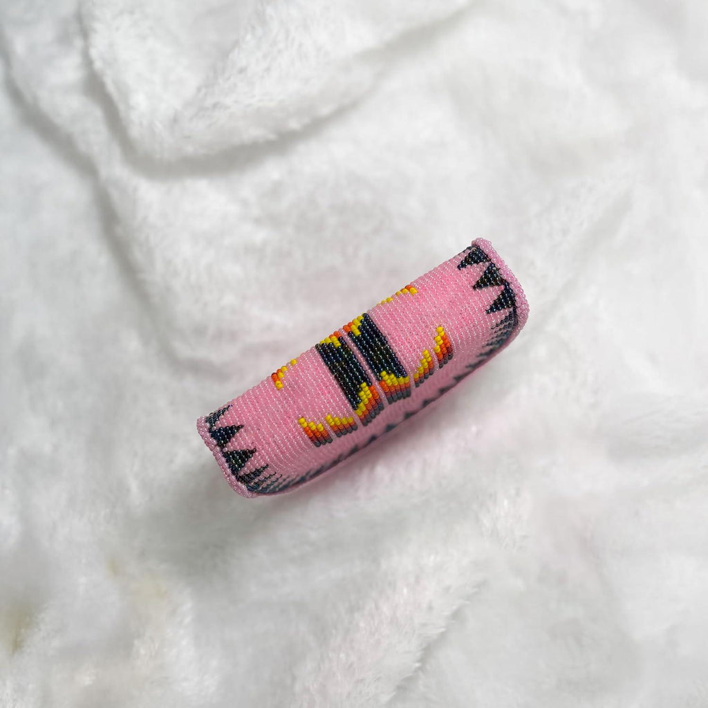 Handmade Coin Purse. Pink Beaded Hand Pouch For Essentials.