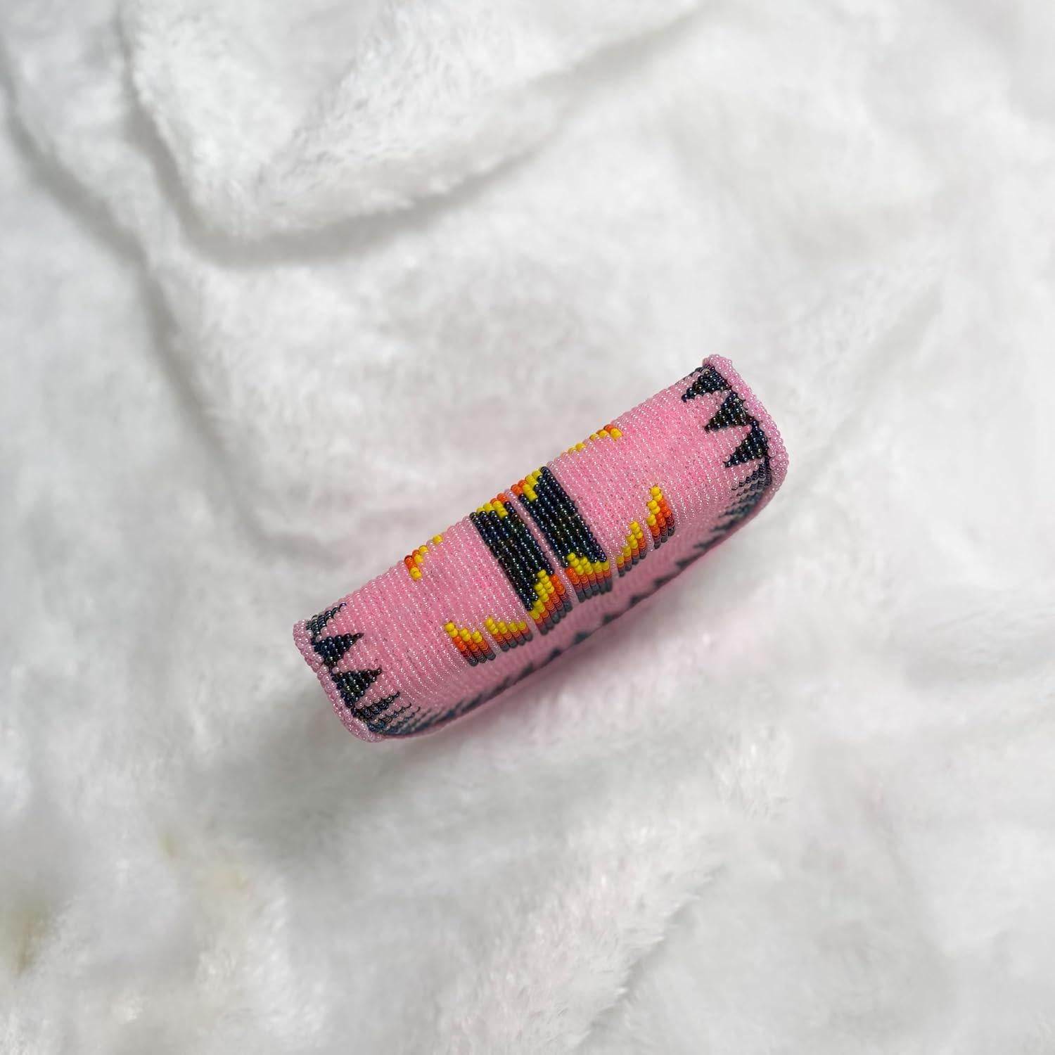 Handmade Coin Purse. Pink Beaded Hand Pouch For Essentials.