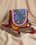 Beaded Crossbody Bag, Boho Handmade Unisex Canvas Sling Purse with Adjustable Strap