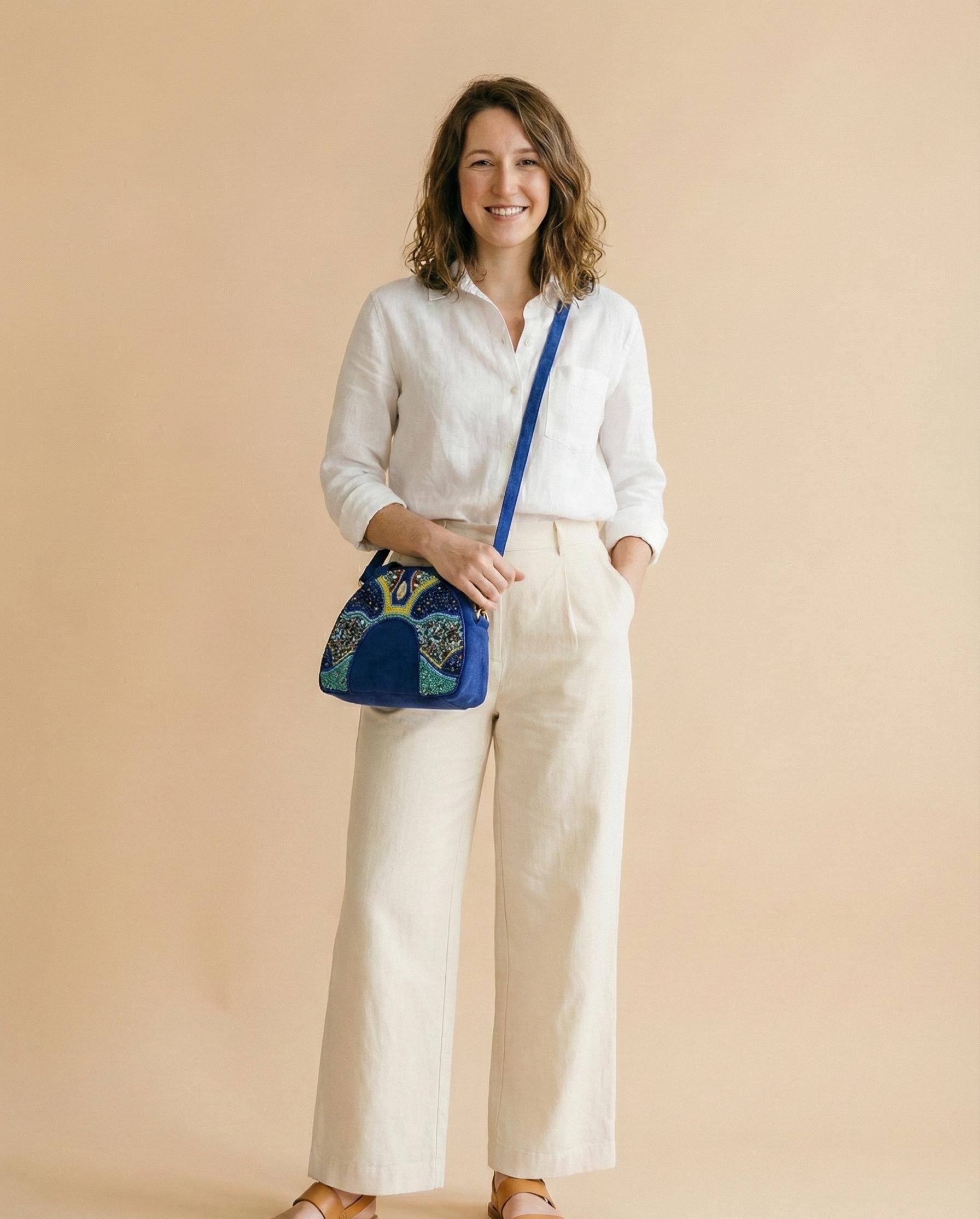 Handmade Sling & Shoulder Bag. Beaded Leather Purse For Women with Removable Strap. Gift For Her