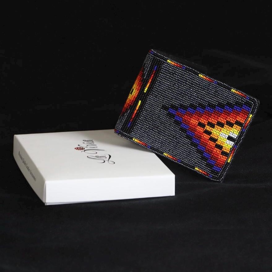 Handmade Leather Beaded Wallet. Native American Style Purse For Men