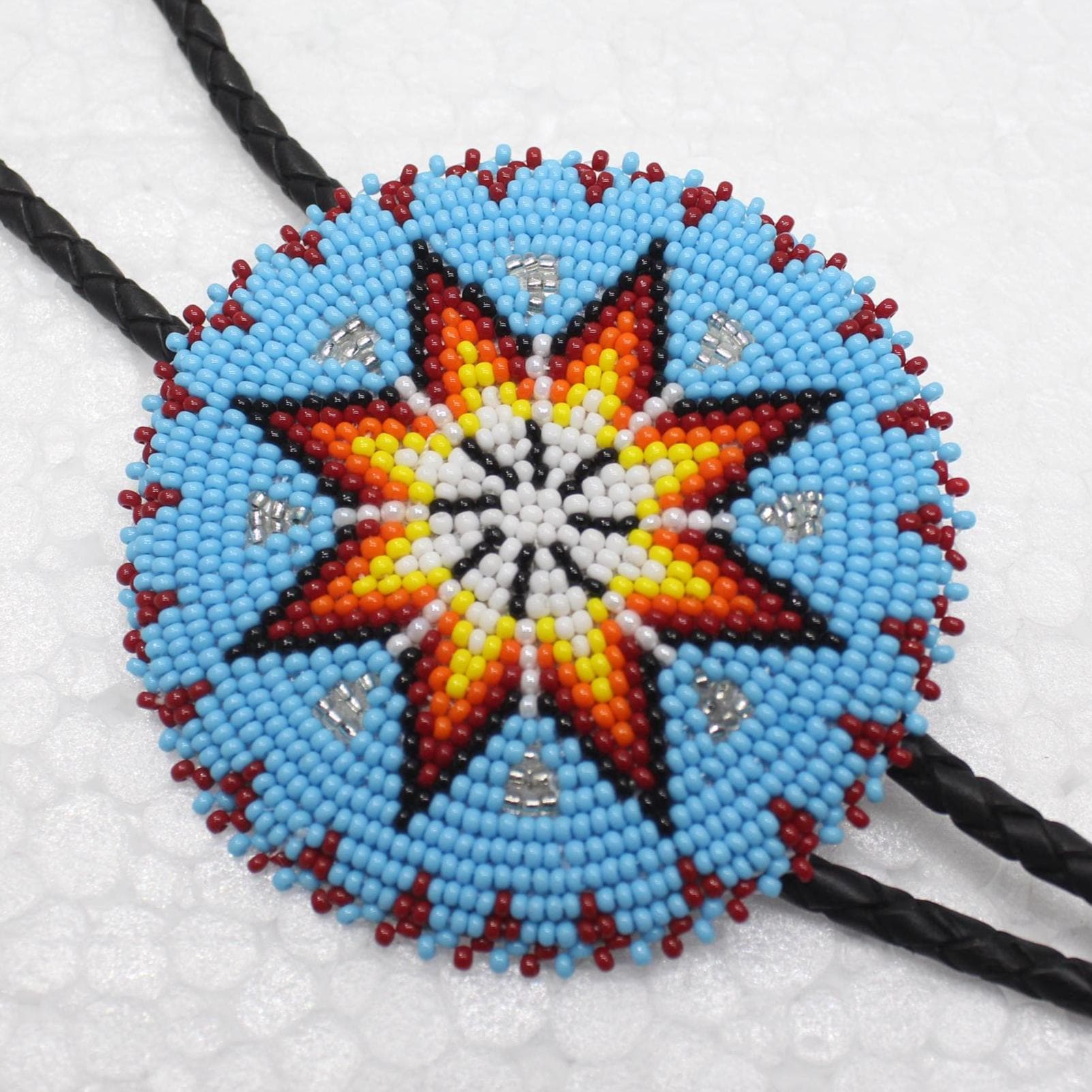 Handmade Beaded Bolo Tie. Stylish Seed Beads Accessory For Men