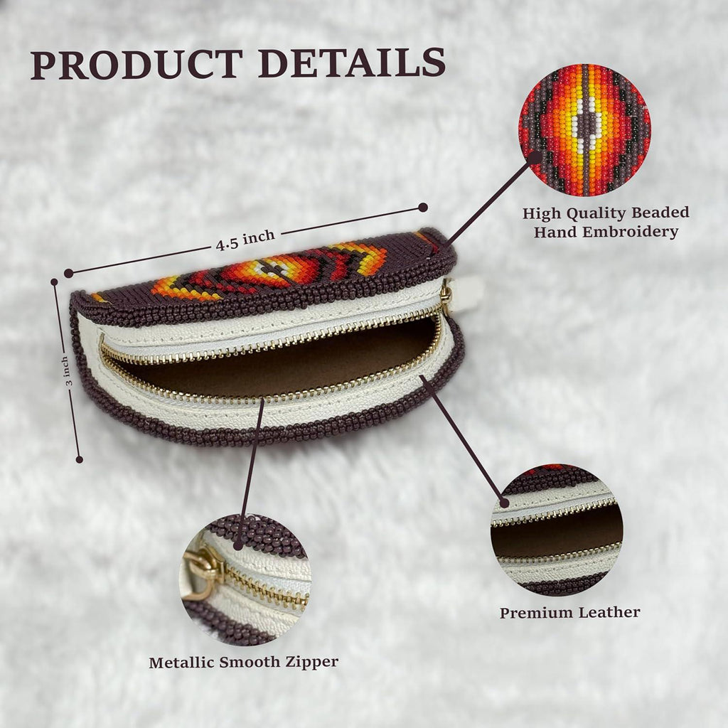Handmade Coin Purse. Geometrical Beaded Hand Pouch For Essentials.