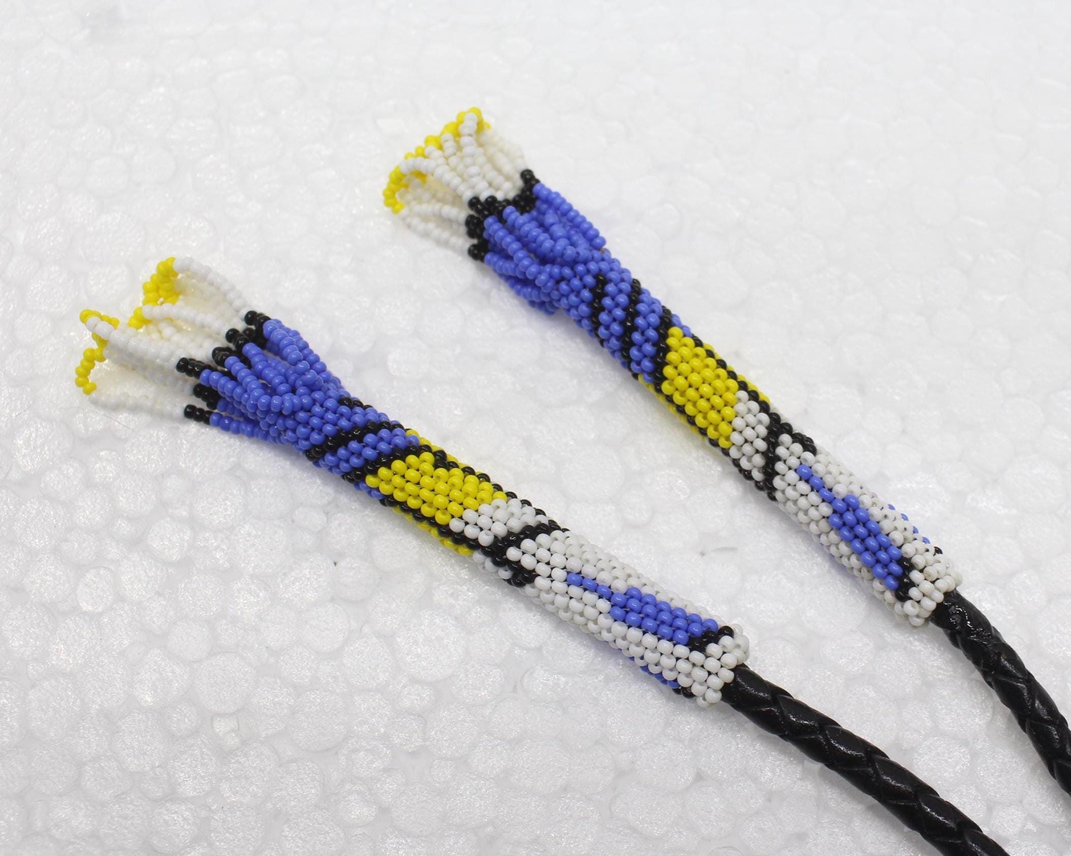 Handmade Beaded Bolo Tie. Stylish Seed Beads Accessory For Men