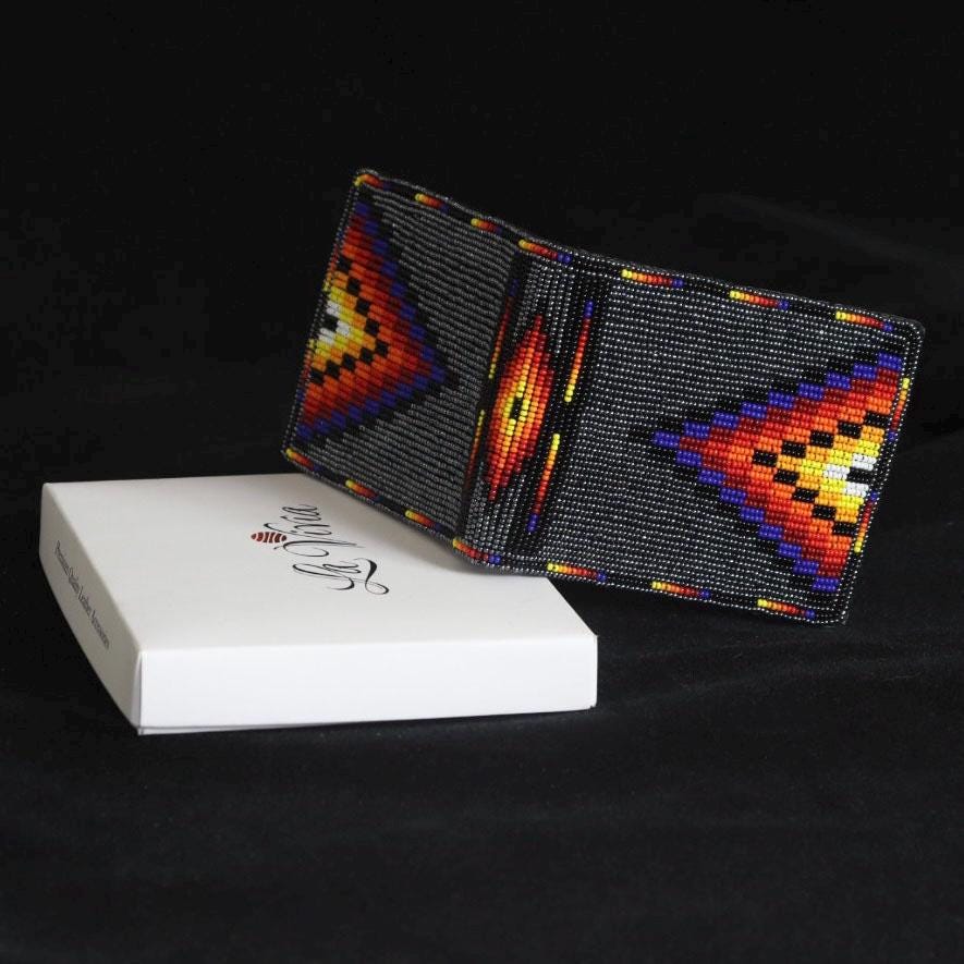 Handmade Leather Beaded Wallet. Native American Style Purse For Men