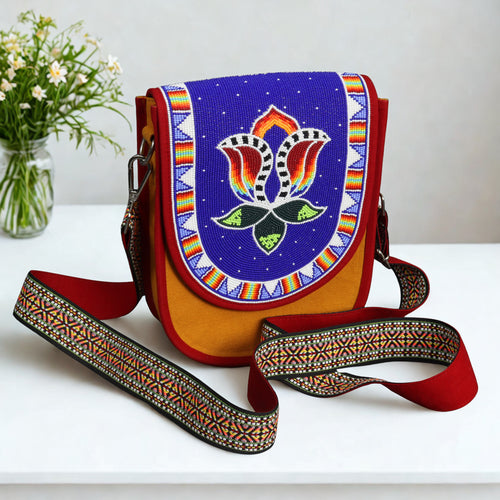 Handmade Beaded Crossbody Bag For Women. Native American Style Bag