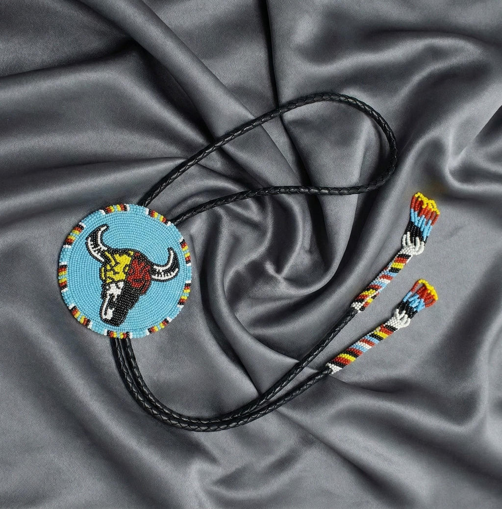 Handmade Beaded Bolo Tie. Stylish Seed Beads Accessory For Men