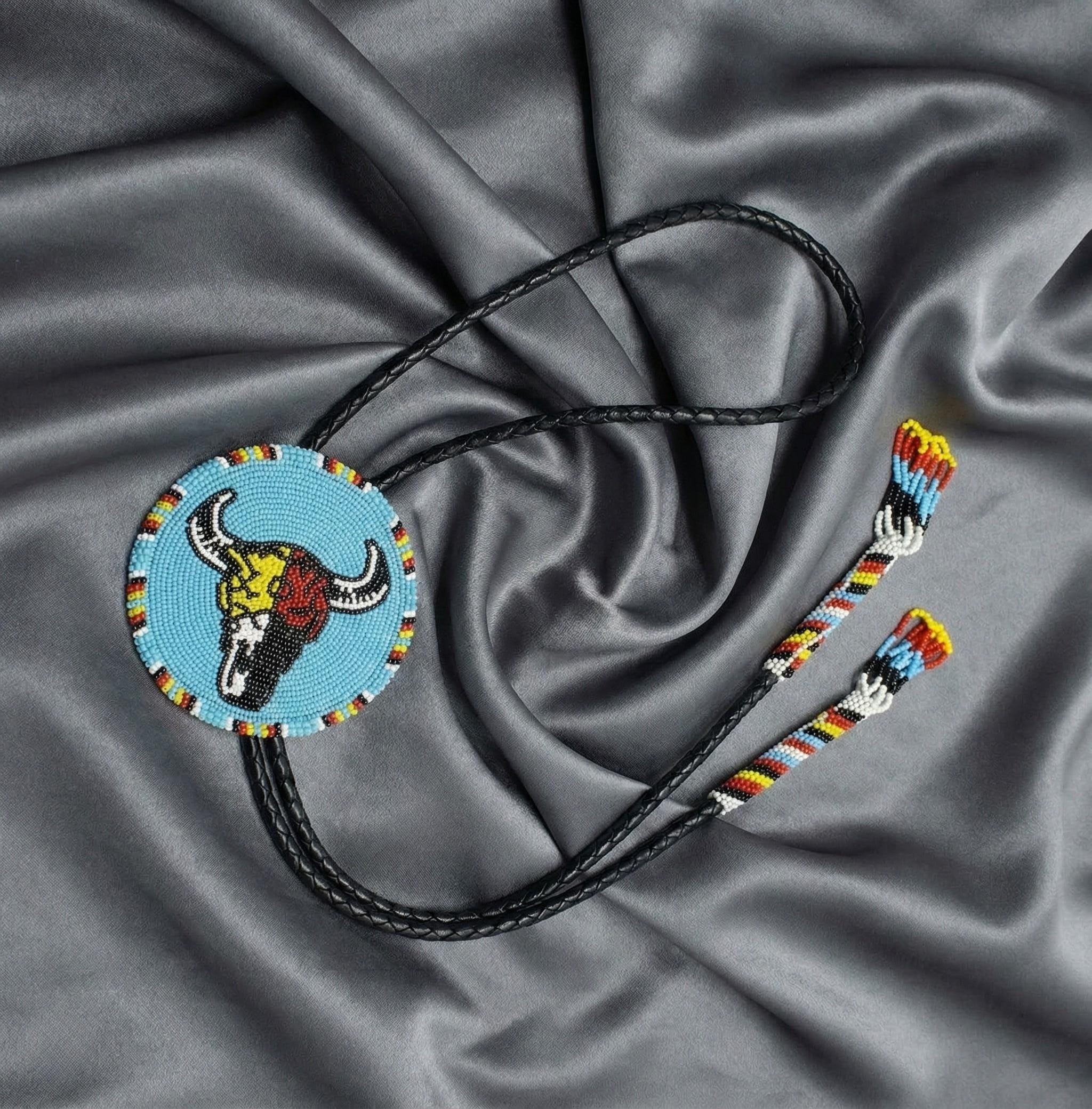 Handmade Beaded Bolo Tie. Stylish Seed Beads Accessory For Men