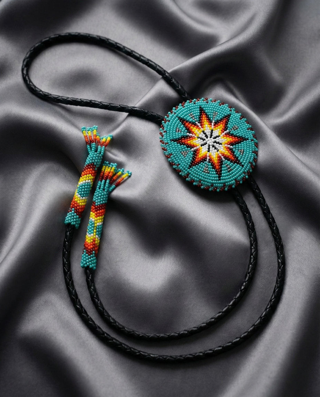 Handmade Beaded Bolo Tie. Stylish Seed Beads Accessory For Men
